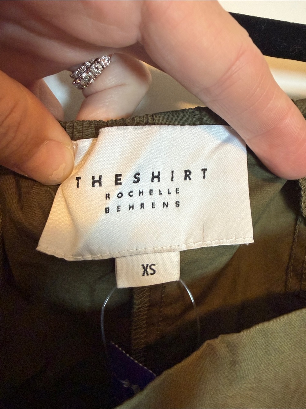 The Shirt by Rochelle Behrens Square Neck Button-Front Top in Olive - XS - Picture 5 of 7